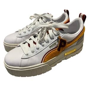 Puma Women's Mayze New Heritage Retro Sneakers Size 9 White, Terry Yellow, Red